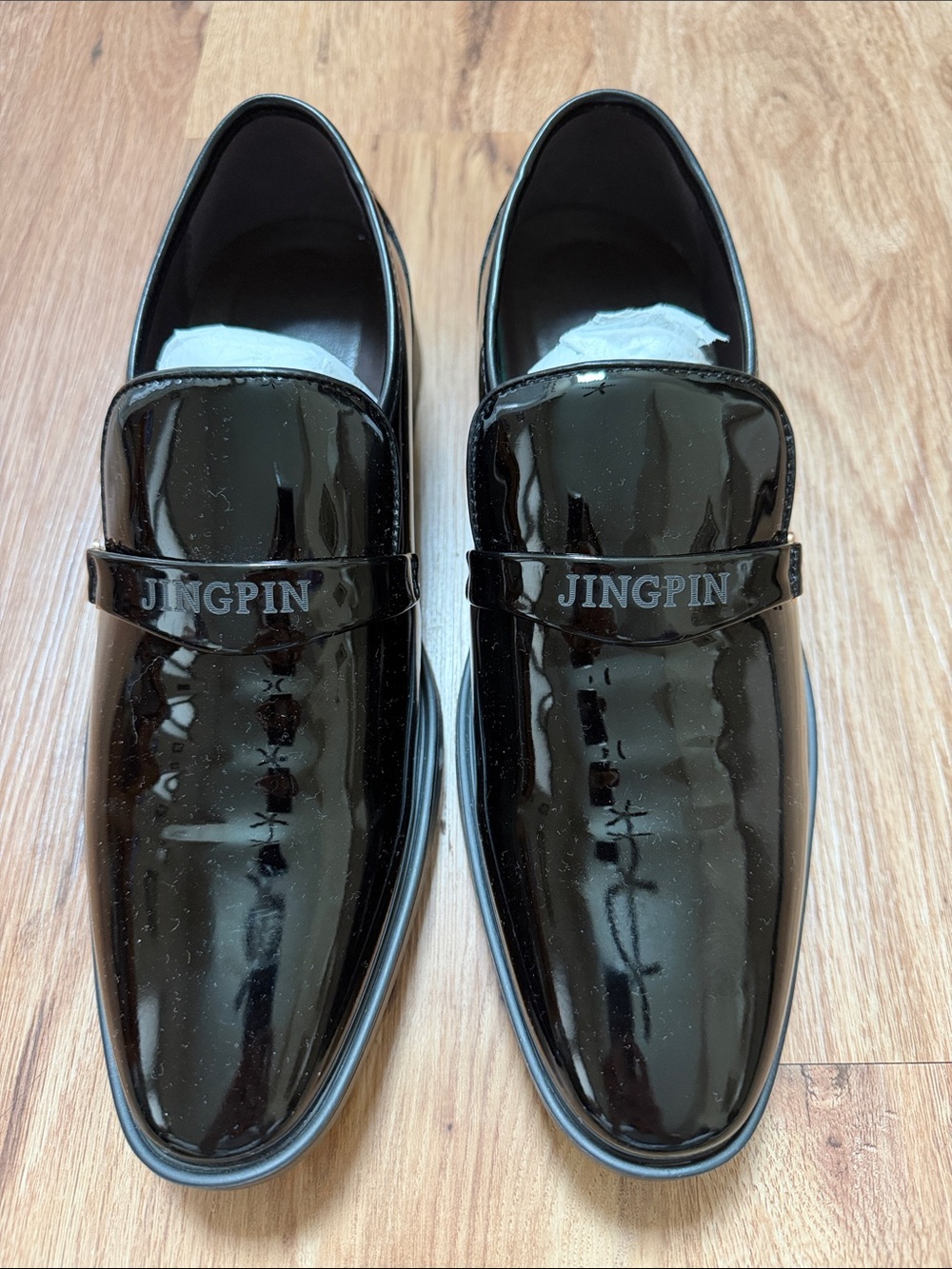 Men's Jingpin Black Patent Leather Dress Loafers, NWOT, size 40 (US 7)